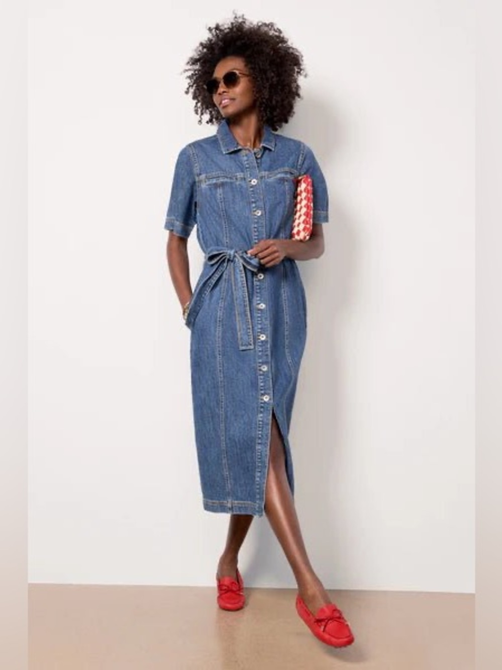 Sanctuary Evereve Alma Denim Midi Dress In Blue XS NWT